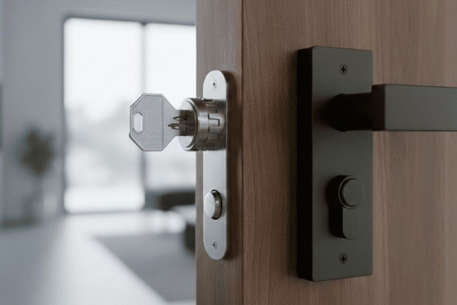 Cerradura de seguridad antibumping en puerta blindada